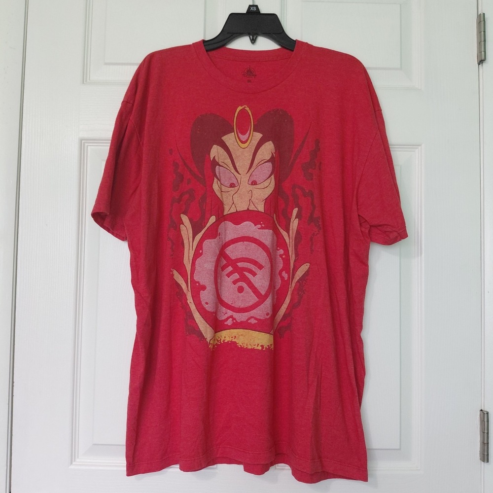 Disney Parks Jafar Aladdin No Wi-Fi Graphic T-Shirt Mens XXL Red Heathered